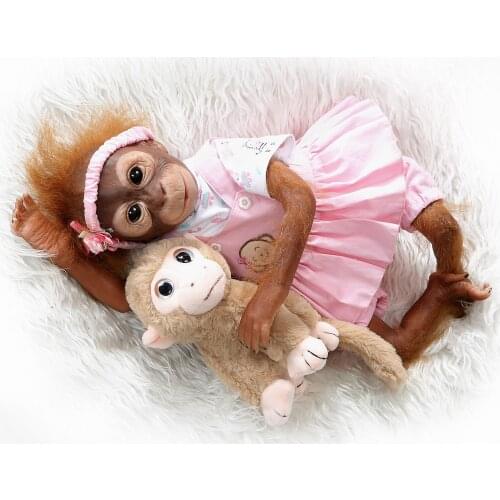 NPKCOLLECTION New 52CM handmade detailed paint reborn baby Monkey newborn baby doll collectible art high quality