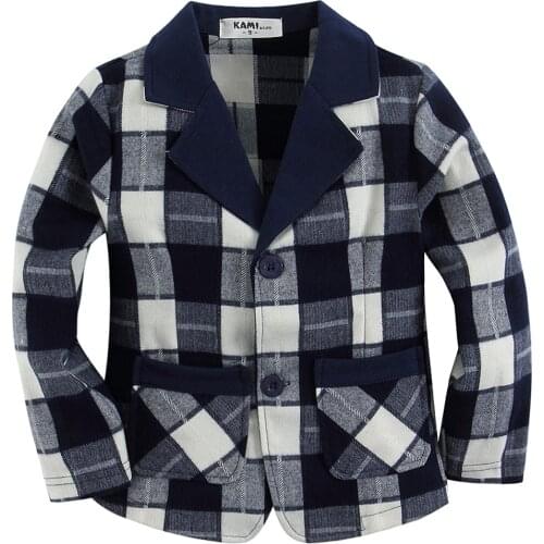 New arrival blue plaid woven flannel cotton 100% toddler boy blazer BB151203 D
