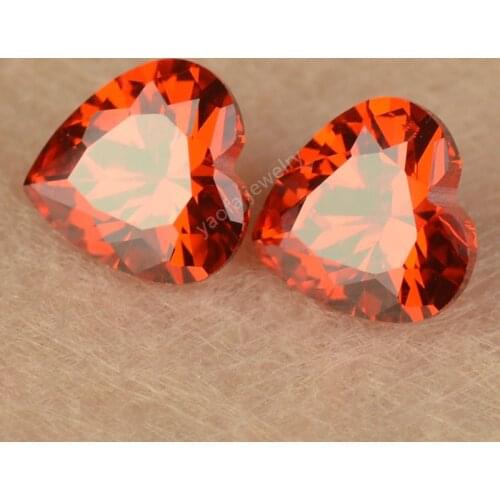 Wholesale 2*2~15*15mm 5A Dark Orange Color Heart Shape Cut CZ Stone Loose Lab Made Cubic Zirconia Synthetic Gems For Jewelry