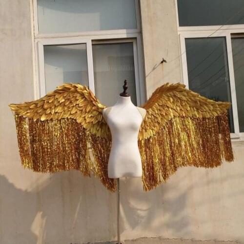 Sexy silver gold Tassels angel feather wings nice fairy wings Automobile Exhibition stage performance Cosplay shooting props