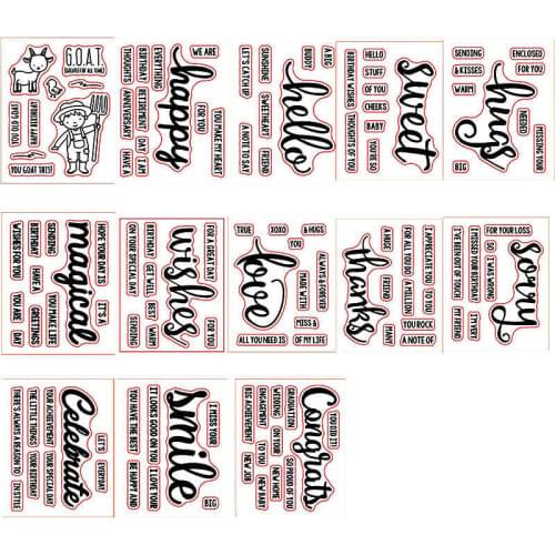 Happy Hello Hugs Sweet Magical Wishes Thanks Sorry Smile Phrases Transparent Clear Stamps for DIY Scrapbooking Cards Crafts New