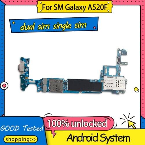 Disassemble dual sim/single sim For Samsung Galaxy A5 A520F 32GB Motherboard Mainboard Logic Board With Full Chips