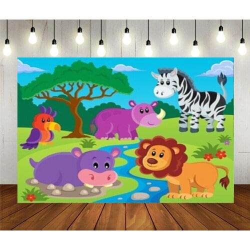 Photo Studio Props Photography Backdrop Animals Topic Image Forest Vinyl Background Kids Birthday Party Decoration