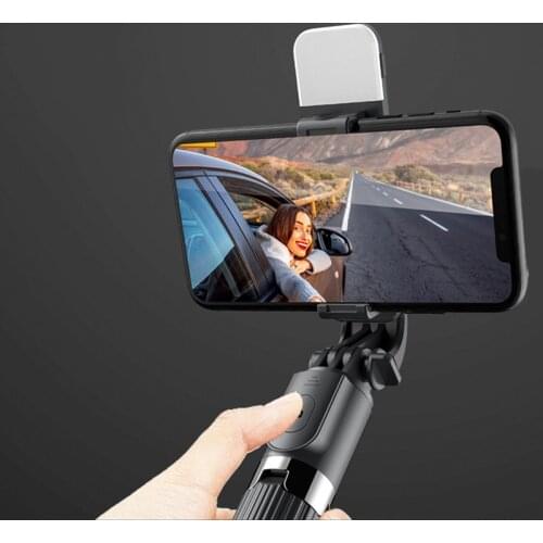 MAMEN Wireless Bluetooth-compatible Selfie Stick Foldable Handheld Tripod with LED Fill Light for HUAWEI Xiaomi iOS Smartphone