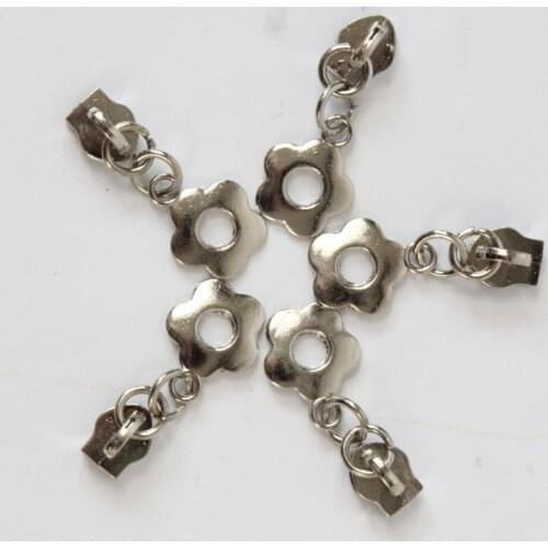 10pcs 5# Zipper Slider Plating Metal Flower Zipper Puller Repair Kits Coat Wallet Accessories For Tailor Sewing Tool
