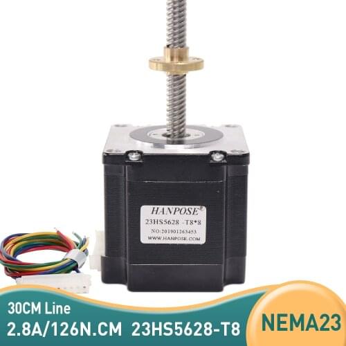 Free shipping Nema 23 screw Stepper Motor 23HS5628 4-lead 57 motor 165 Oz-in 56mm 2.8A with t8x8 screw lead CNC Laser Grind Foam
