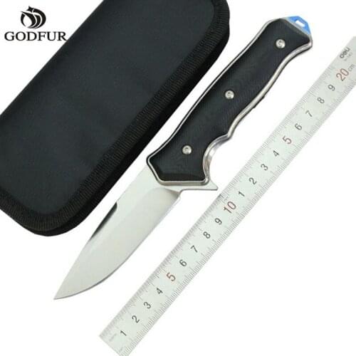 GODFUR ST1502 Flipper folding knife D2 blade G10 + steel handle camping hunting outdoor survival pocket Kitchen knives EDC tools