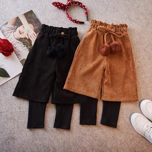 Special Offer Little Girls Fake Two Pants New Baby Kid Leggings Clothes Spring Fall Children Cute Corduroy Bootcut Trousers P130