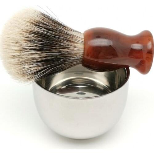 TEYO Two Band Silvertip Finest Badger Hair Shaving Brush and Shaving Cup Set Perfect for Man Wet Shave Cream Double Edge Razor