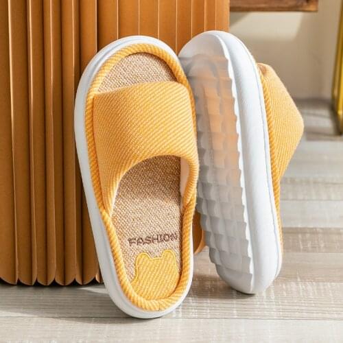 Women Home Cotton Linen Thick Anti-slip Slippers Soft Indoor Ventilate Autumn Male Couple Pantuflas Shoes Chaussons Zapatillas