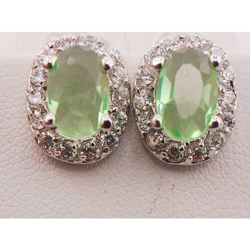 Peridot Woman 925 Sterling Silver Crystal Earrings TE478