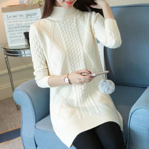 Half-neck sweater womens autumn and winter new fashion plus size womens twist jacket medium long sweater thicken jacket Female
