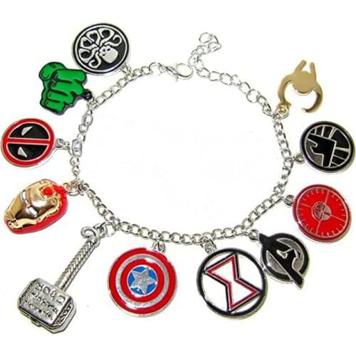 Women Fashion Superhero Cosplay Vintage Charms Bracelet Bangles Enamel Chain Links Bracelets Christmas Jewelry