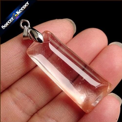 Women Jewelry Necklace Fashion Rare Genuine Natural Stone Red Rabbit Hair Fur Rutilated Quartz Crystal Polished Pendant YS246