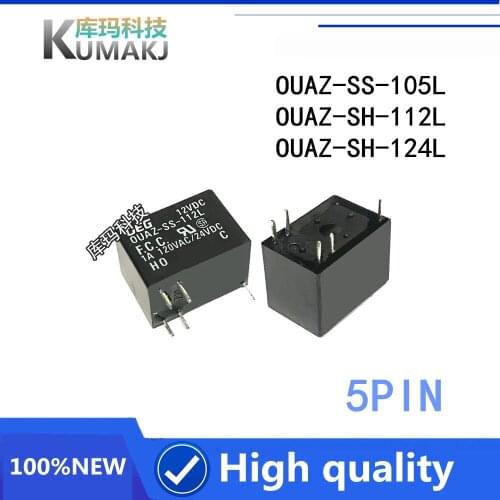 1PCS 100%original New relay OUAZ-SS-105L 5VDC OUAZ-SH-112L 12VDC OUAZ-SH-124L 24VDC OUAZ SH 112L 5V 12V 24V 5PIN 1A