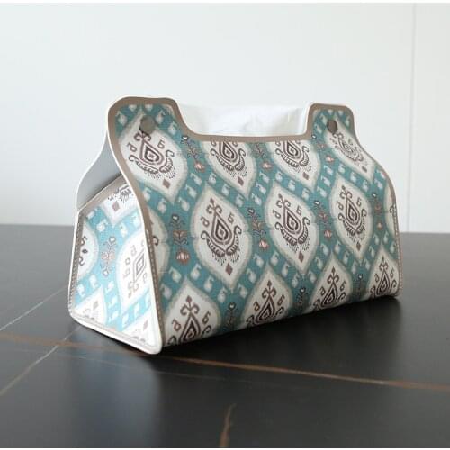 1pcs Leather Tissue Boxes Car Tissue Pumping Box Classical Ethnic Pattern Paper Box for Living Room Car Interior Decoration