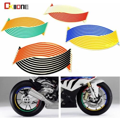16 Strips Wheel Sticker Reflective Rim Stripe Tape Bike Motorcycle 17 18inch For Kawasaki z800 z1000 YamahaTMAX 500 530 MT 07