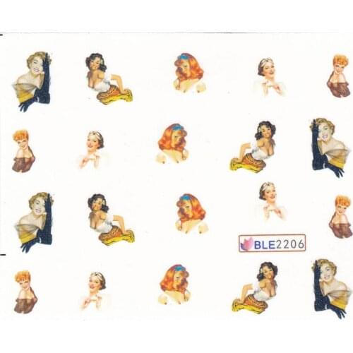 20X Larger Sheet/Lot (11 DESIGNS IN 1) PIN UP GIRL Decals Water Transfer Nail Sticker Set BLE2204-2214