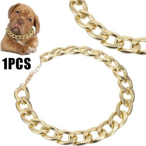 36cm Adjustable Pet Puppy Dog Chain Collar Punk Gold Plated Cat Safety Collar