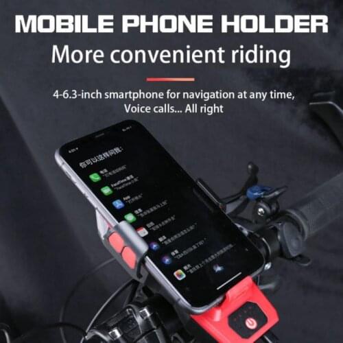 4 In 1 Multifunctional Phone Bracket Removable Bicycle 2400/4000mAh Portable Battery Horn Headlight Front Lamp Flashlight