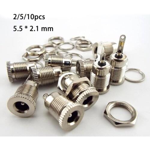 DC099 DC Power Supply Jack Socket Plug Connector 5.5 * 2.1 mm Female Panel Mount DC-099 Threaded Metal Charging Port