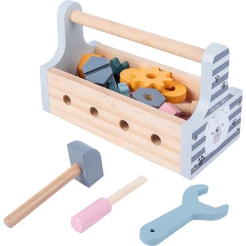 Kids Wooden Toolbox Pretend Play Set Nut Disassembly Screw Simulation Repair Carpenter Tool Boy Gift Educational Montessori Toys