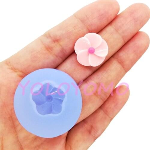 H420YL 16.5mm Kawaii Flower Silicone Mold Fondant Decoration Resin Art Jewelry Earrings Ring Making Clay Food Safe Oven Safe