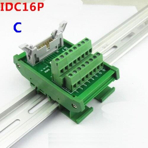 IDC16P male socket to 16P terminal block breakout board adapter Relay terminal station DIN Rail Type