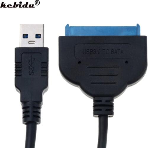 Kebidu USB 3.0 to Sata 2 5" inch 7+15pin Cable 25CM HDD SSD Hard Disk Driver Adapter Converter for Computer PC