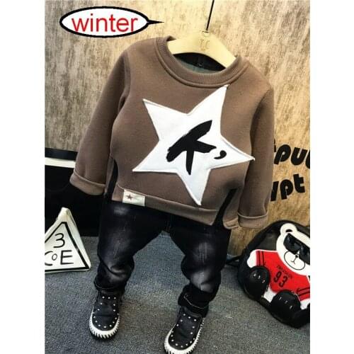 Children Clothing Boys Sets Winter Kids Clothes Baby Boy Clothes Sets Long Sleeve Thick Sweaters + thick jeans Sport Suits