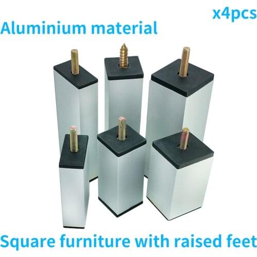 Square Aluminum Increase Foot Furniture Sofa bed foot coffee table TV cabinet leg desk with high foot pad