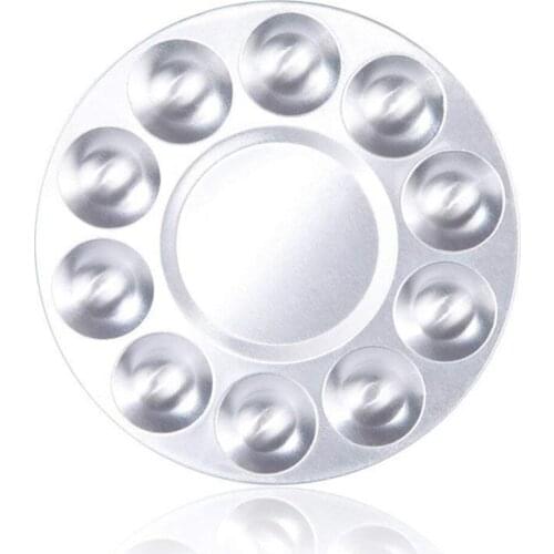 Metal 10 Well Round Artist Watercolours Paint Mixing Palette Tray
