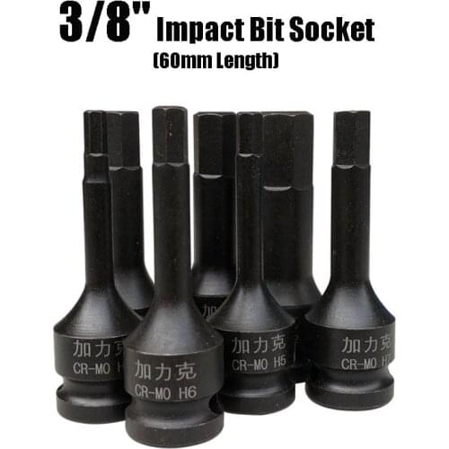 3/8" Impact Hex Bit Socket Set CR-MO Screwdriver Bits Set Pneumatic Electric Wrench Socket for Torque Spanner Ratchet Wrench