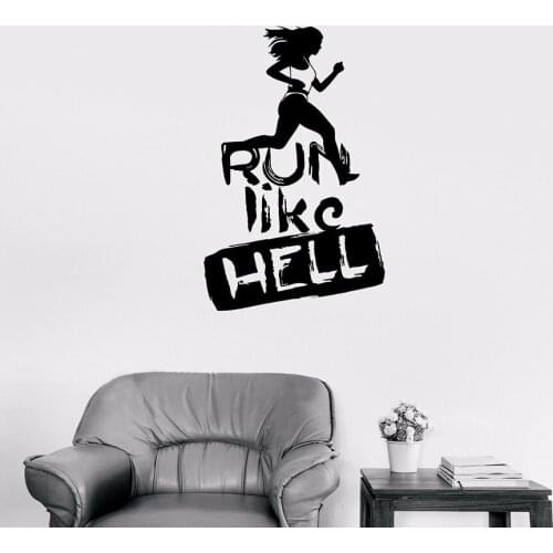 Run Like Hell Wall Decal Art Lettering Sport Fitness Motivational Running Gym Interior Decor Vinyl Window Sticker Mural M935