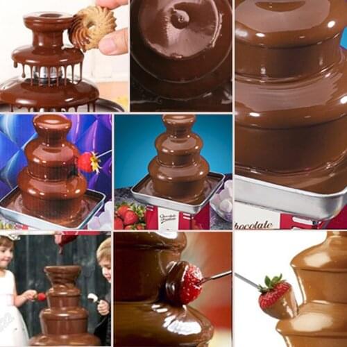 Stainless steel Three Layers Mini Chocolate Fountain Fondue Creative Chocolat Melt With Heating Machine DIY Melt Waterfall Pot