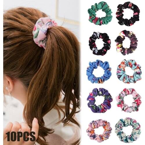 New 10 Pcs/set Floral Elastic Hair Band Simple Not Hurt Hair Fashion Small Fresh Hair Ring