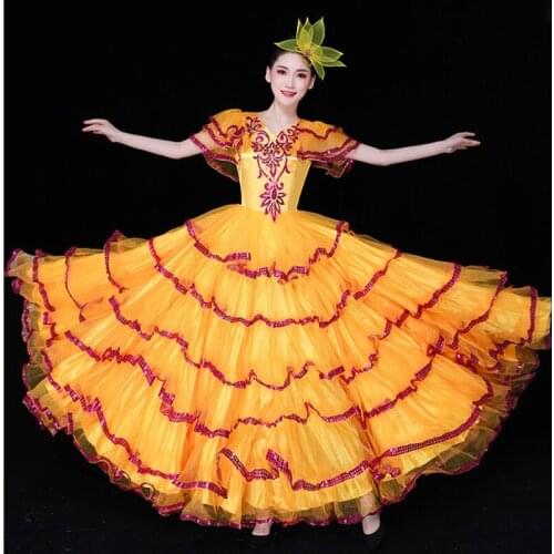 New Flamenco Dance Costume Expansion Skirt Costume Modern Stage Dance Performance Wear Long Skirt Spanish Flamenco Dress DL4205