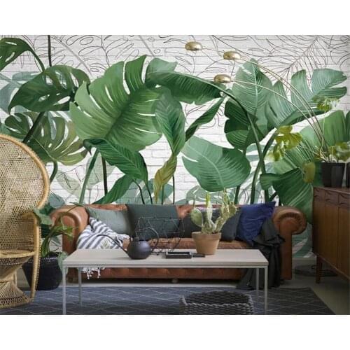 Beibehang Southeast Asia tropical rain forest green plant living room background wallpaper fresh style custom mural papier peint