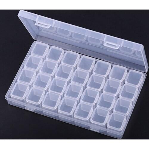 28 Grids Empty Storage Box Clear Nail Rhinestones Storage Case Organizer Jewelry Beads Container for Nail Rhinestones