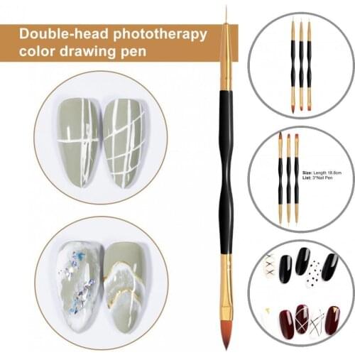 Plastic 3Pcs/Set Beautiful Double-Head Nail Art Painting Pen Soft Bristles Nail Pen Delicate for Salon