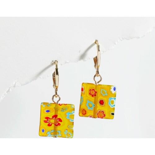 New Ins Creative Colored Glaze Earrings Simple Retro Colorful Glass Earrings For Women Girls Fashion Jewelry Gift