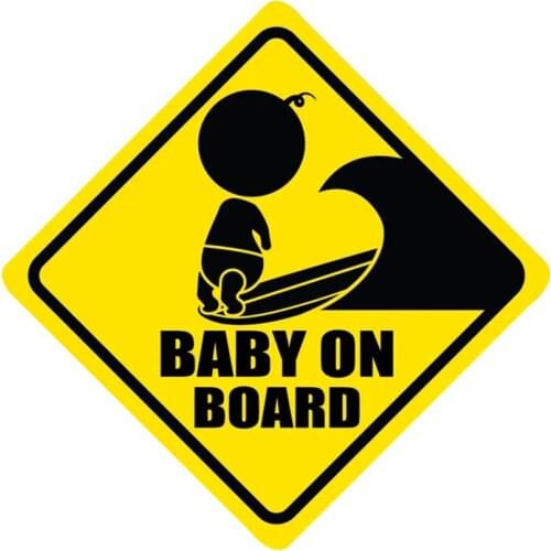 S40890# Various Sizes Funny Self-adhesive Decal Baby On Baord Surf Car Sticker Waterproof Auto Decors on Bumper Rear Window
