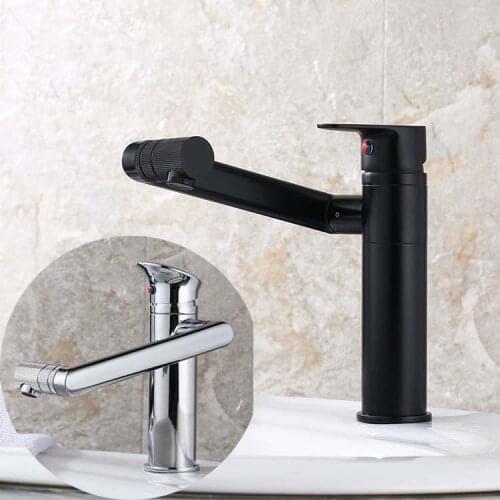 Basin Faucet Water Tap Bath 360 Degree Swivel Black Bathroom Faucet Single Handle Sink Tap Mixer Hot and Cold Sink Water Crane