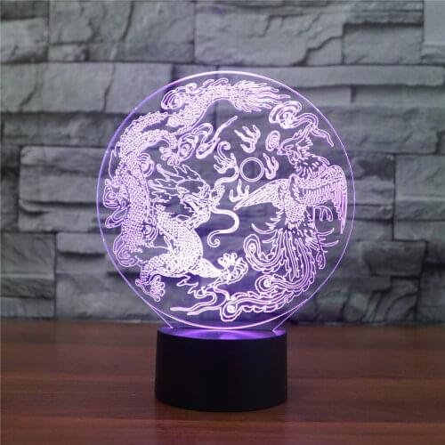 Phoenix 3D Led Night Lights 7 Colors Changing Kids Bedroom Nightlight Touch Remote Control Table Desk Lamp Child Xmas Gift