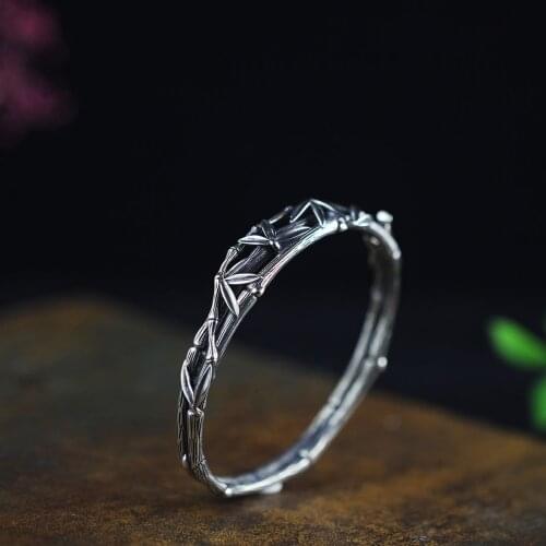 S925 Sterling Silver Ornament Womens Hand Jewelry Handmade High-Rise Bamboo Bracelet