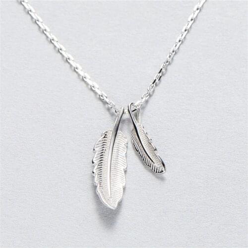 Leaf original women 100% 925 Sterling silver nacklace Jewellery Clavicle chain pendant charms chocker girl gift