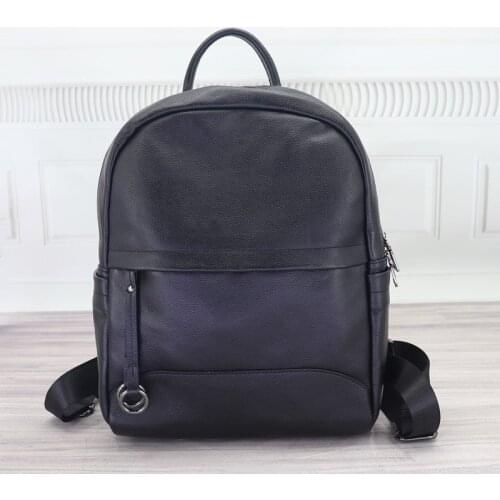 Women Backpack Bag High Quality Genuine Leather School Bags For Girls 2021 New Casual Travel Backpacks Solid Color Black Bolsas