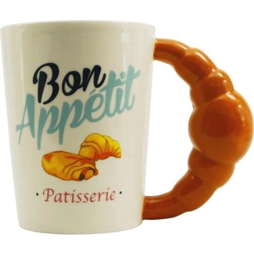 1Piece Baked Bread Shaped Mug 3D French Patisserie Handle Coffee Mug Croissant Designed Tea Cup Unique Gift Idea