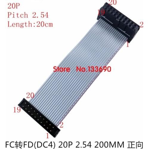 1pcs FC to FD DC4 line connector 2.54mm length 20cm Pin 20P Double head Cable IDC Male to female