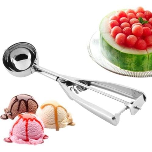 1pc 4cm Ice Cream Spoon Useful Stainless steel Ice Cream Scoop Cookies Dough Disher Spoon Watermelon Spoon